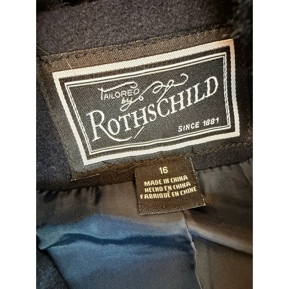 Girls Rothschild Navy Pea Coat Faux Fur Hood Size 16 Timeless Classic‎ Elegance